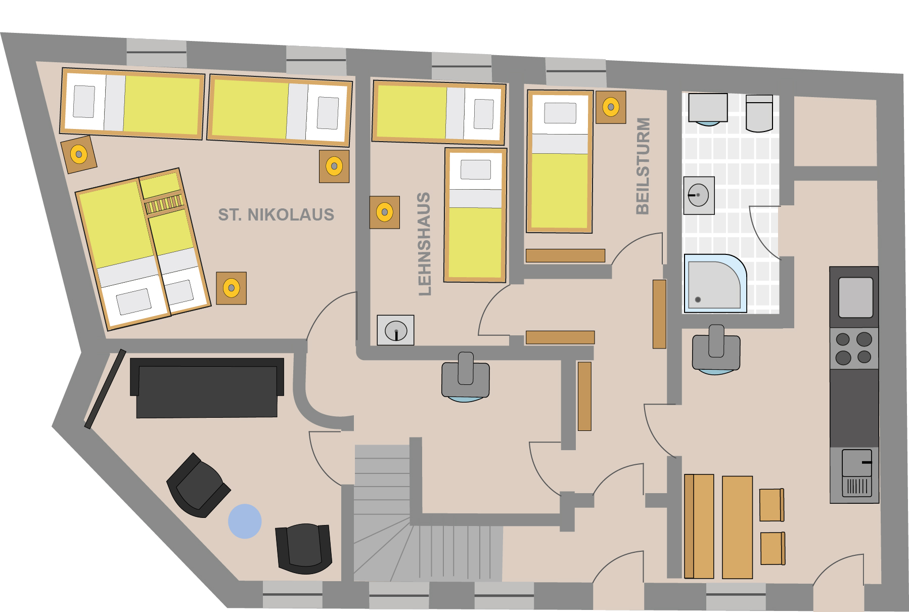 Ferienhaus zum Burgfried - Grundriss EG